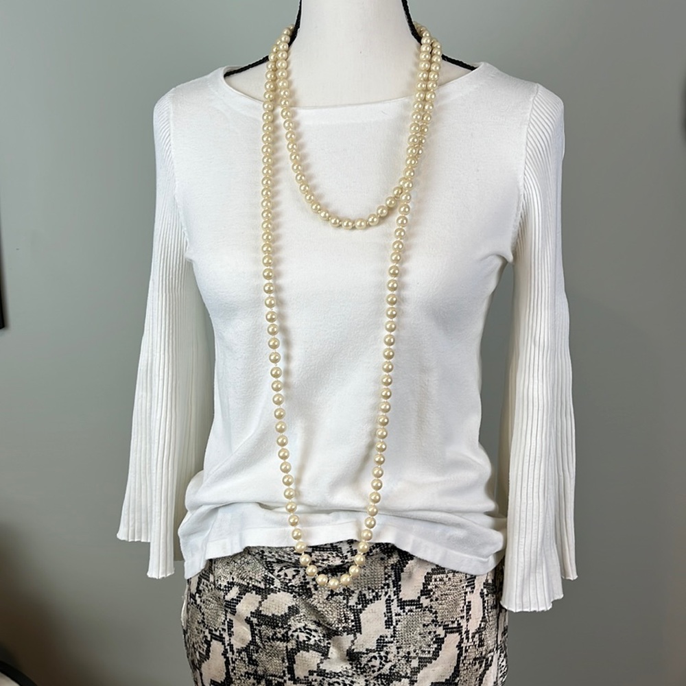 Ann Taylor White Sweater with Angel sleeves